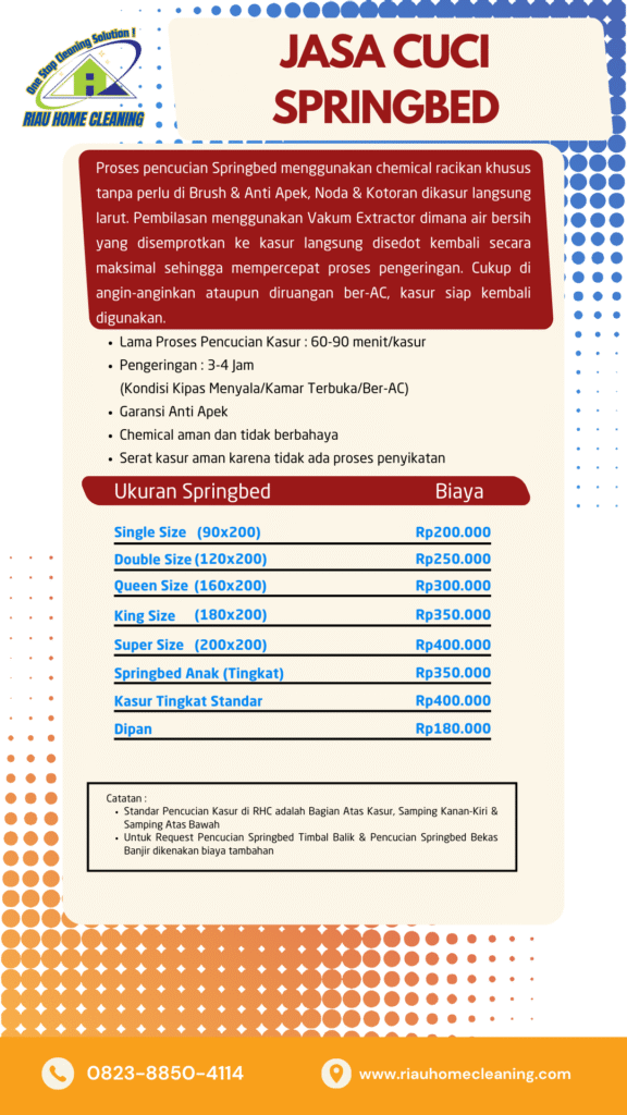 Harga Cuci Springbed di Pekanbaru